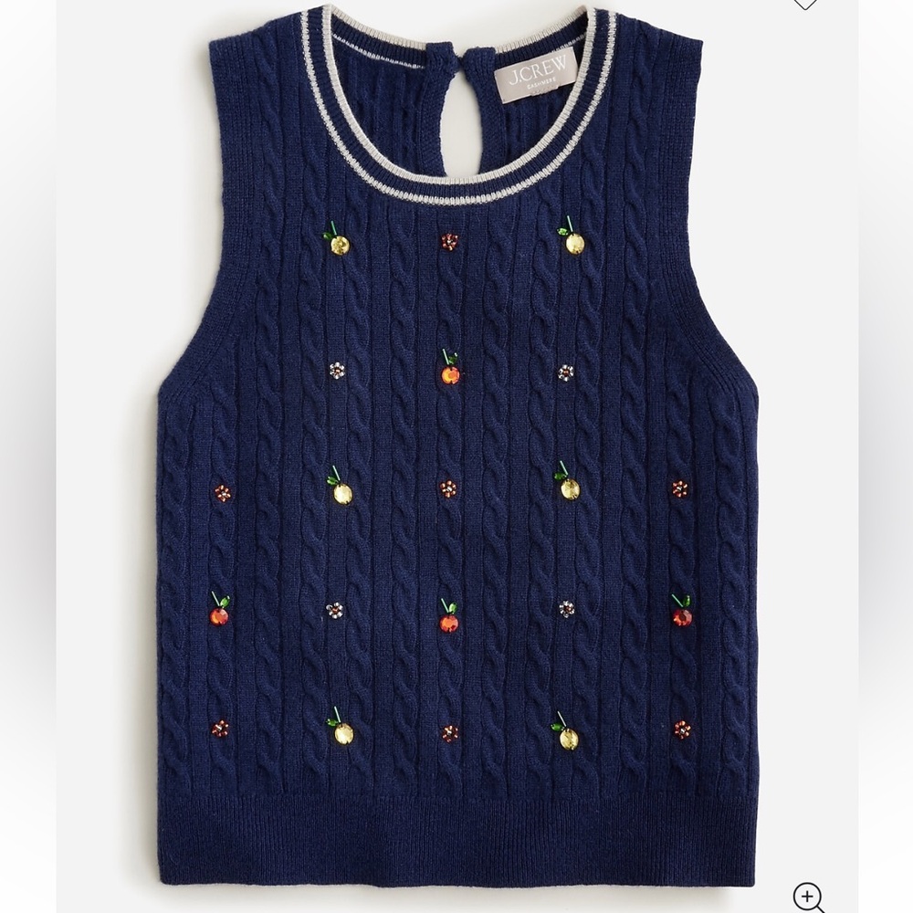 J. Crew Cashmere Embellished Sweater Shell